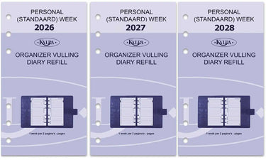6217-26-27-28 170 x 95 mm Personal Ordre du jour Organizer Recharges hebdomadaires NL en 2026 2027 2028